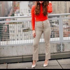 Plaid pants with buttons